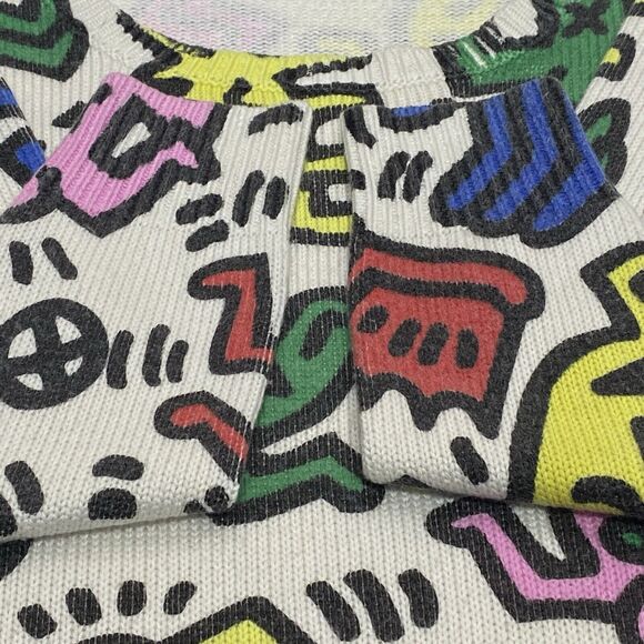 JOYRICH X Keith Haring Sweater Size Large Multicolor Dancing People Dogs Pop Art - Picture 8 of 13